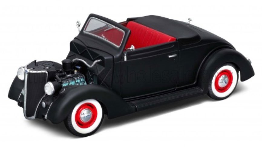 1:18 Welly - 1936 Ford Retro-Rod Cabriolet Open Matt Black
