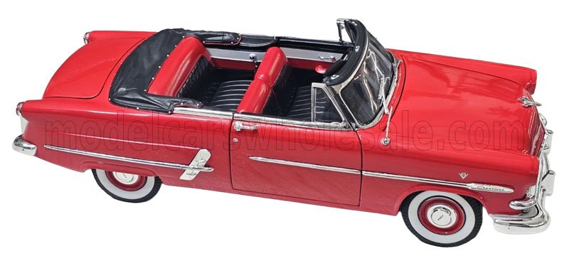 1:18 Welly - 1953 Ford Crestline Sunliner Cabriolet Soft-Top Open Red