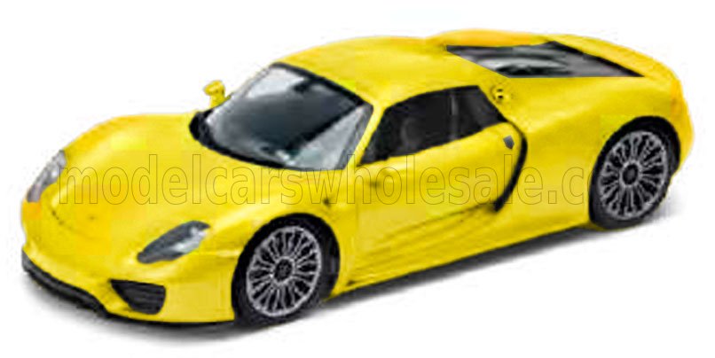 1:18 Welly - 2015 Porsche 918 Spyder Weissach Package Hard-Top Closed Yellow Black