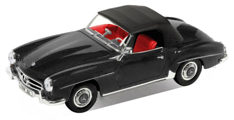 1:18 Welly - 1957 Mercedes-Benz SL-Class 190SL Spider Cabriolet Soft-Top Closed Black