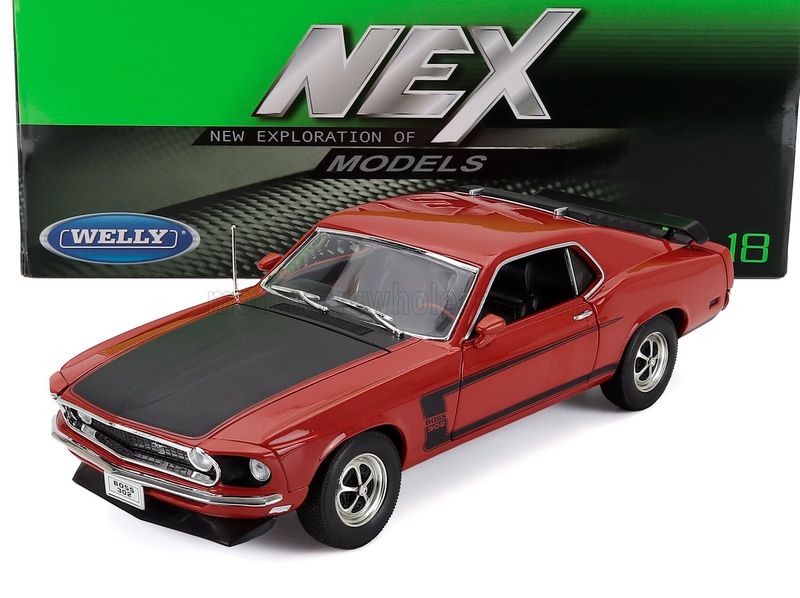 1:18 Welly - 1969 Ford Mustang Boss 302 Blue Dark Orange