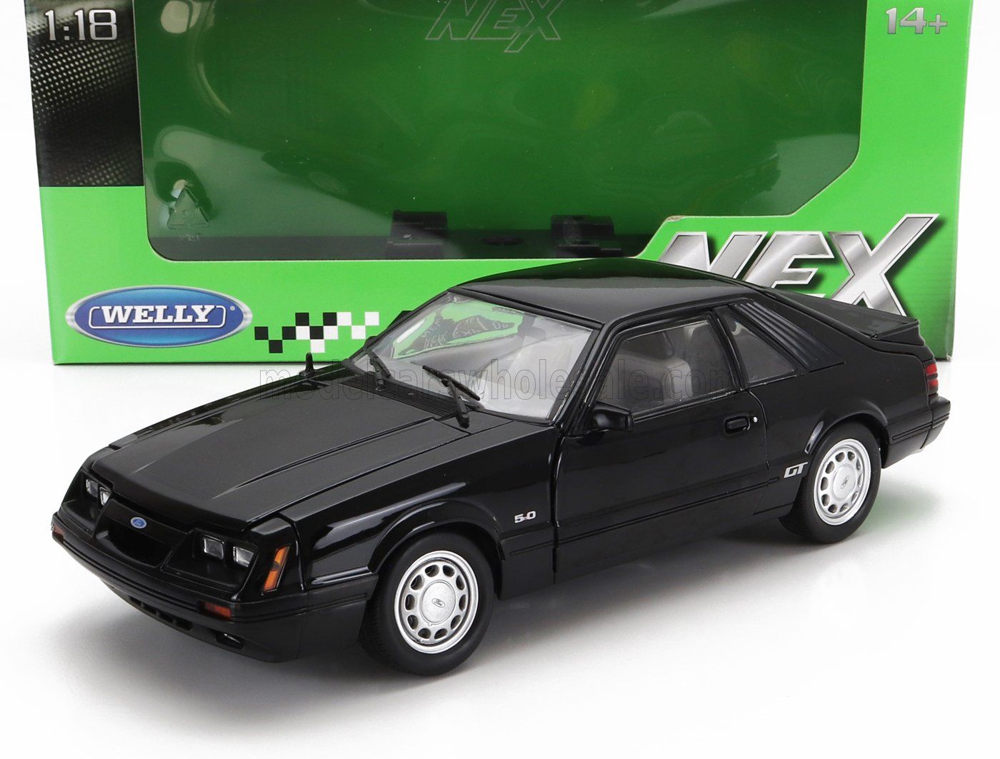 1:18 Welly - 1986 Ford Mustang GT 5.0 Coupe Black Silver