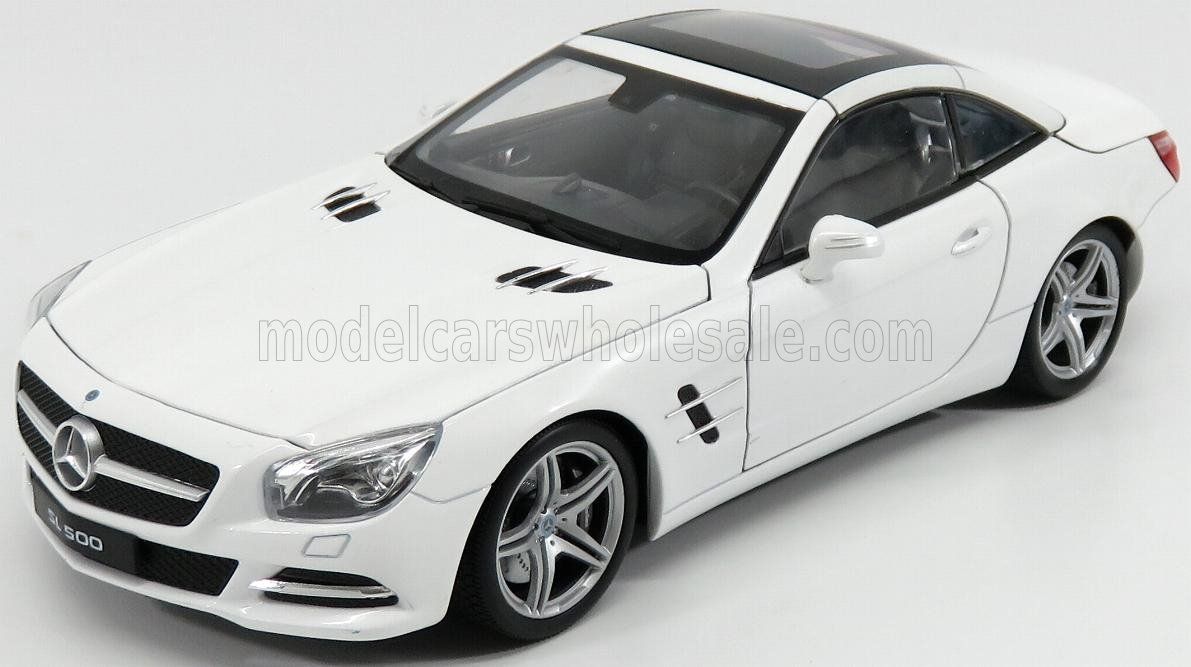 1:18 Welly - 2012 Mercedes-Benz SL-Class SL500 (R231) Spider Cabriolet Closed White