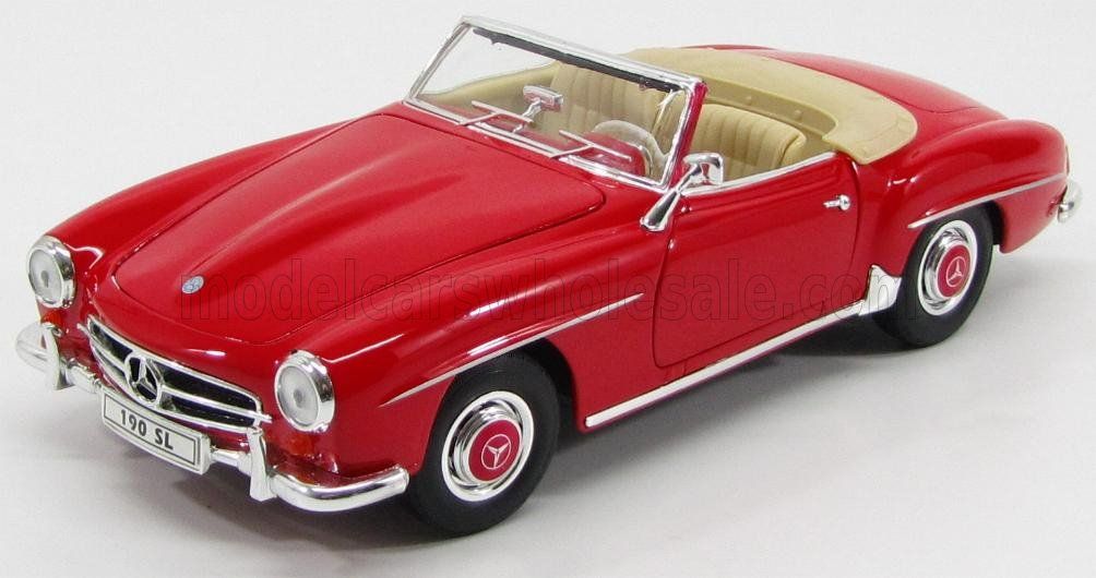 1:18 Welly - 1957 Mercedes-Benz SL-Class 190SL Spider Cabriolet Soft-Top Open Red