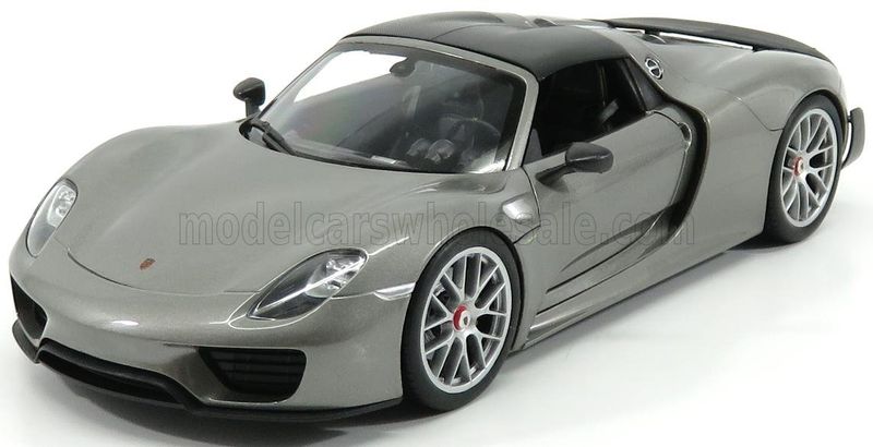 1:18 Welly - 2015 Porsche 918 Spyder Weissach Package Hard-Top Closed Grey Metallic Black