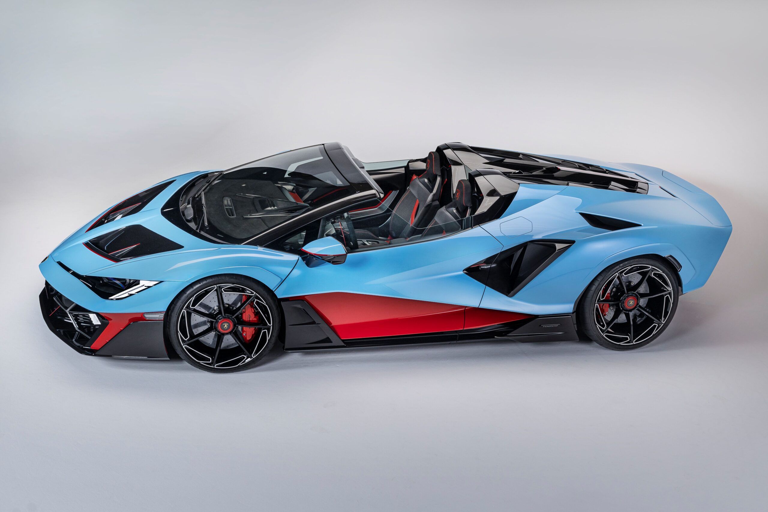 1:43 Looksmart - 2025 Lamborghini Fenomeno Roadster Blu Cepheus Rosso Mars Red