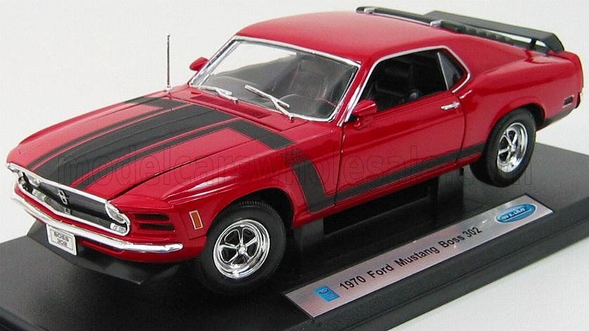1:18 Welly - 1970 Ford Mustang Boss 302 Red Matte Black