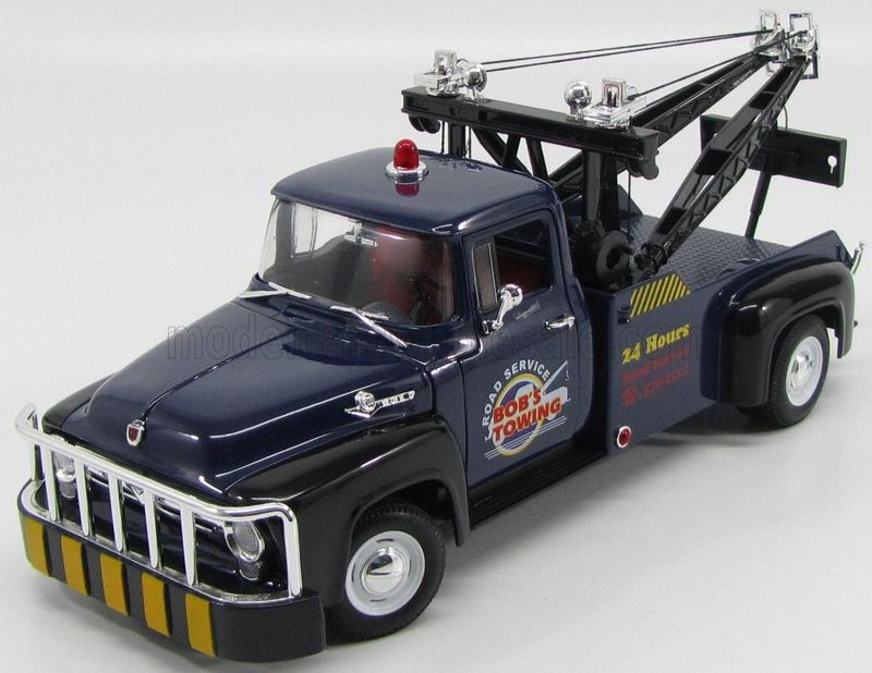 1:18 Welly - 1956 Ford F-100 Pick-Up Tow Truck Bob's Towing Road Service Blue Black 1:18 Welly - 1956 Ford F-100 Pick-Up Tow Truck Bob's Towing Road Service Blue Black
