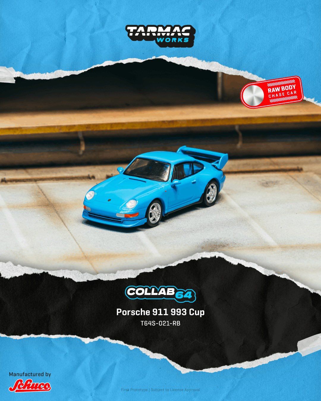1:64 Tarmac - 1996 Porsche 991 (993) Carrera RS Club Sport Riviera, blue