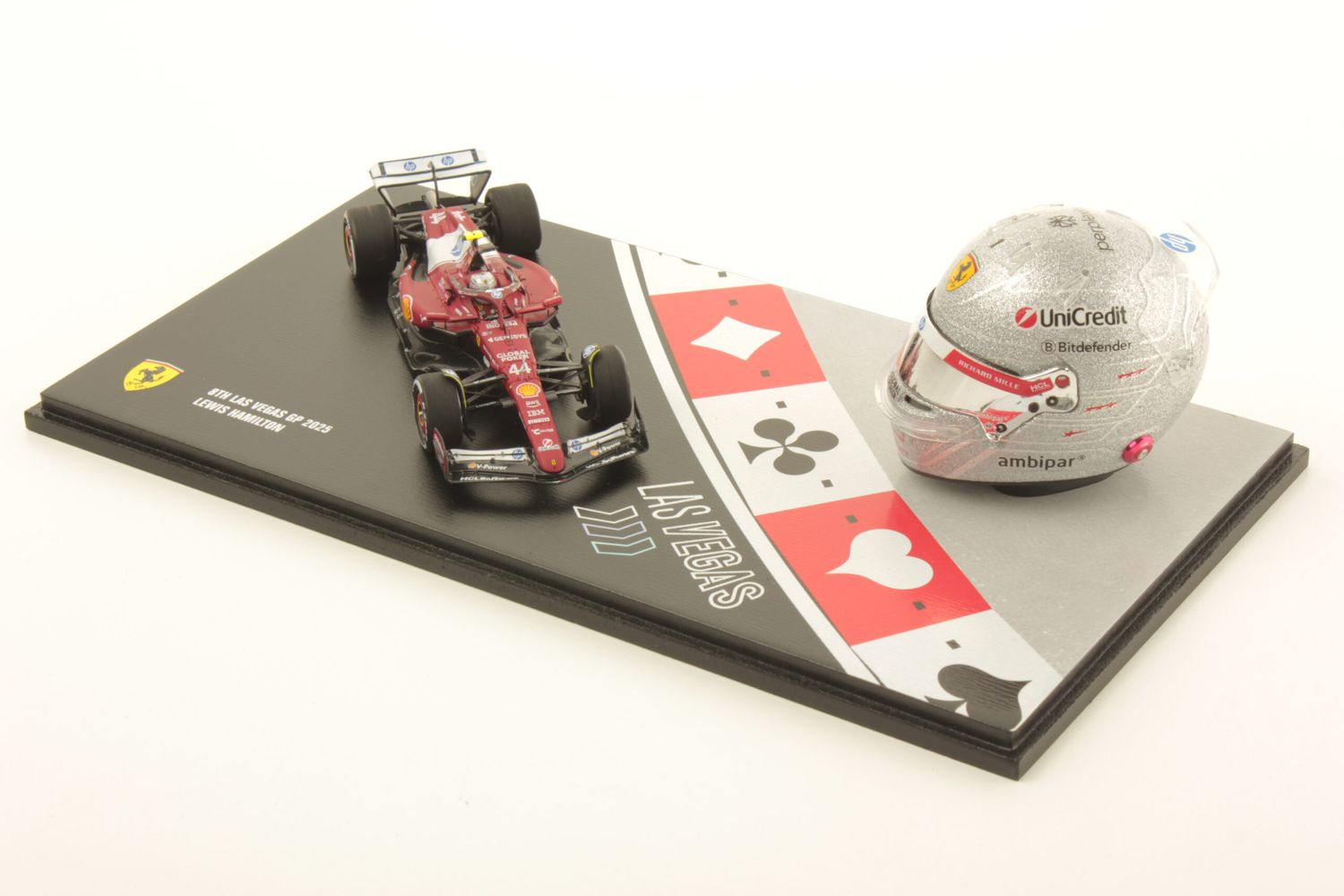 1:43 Looksmart - Ferrari Set F1 SF-25 Team Ferrari HP SF-25 + 1/5 Scale Helmet #16 4th Abu Dhabi GP 2025 C. Leclerc