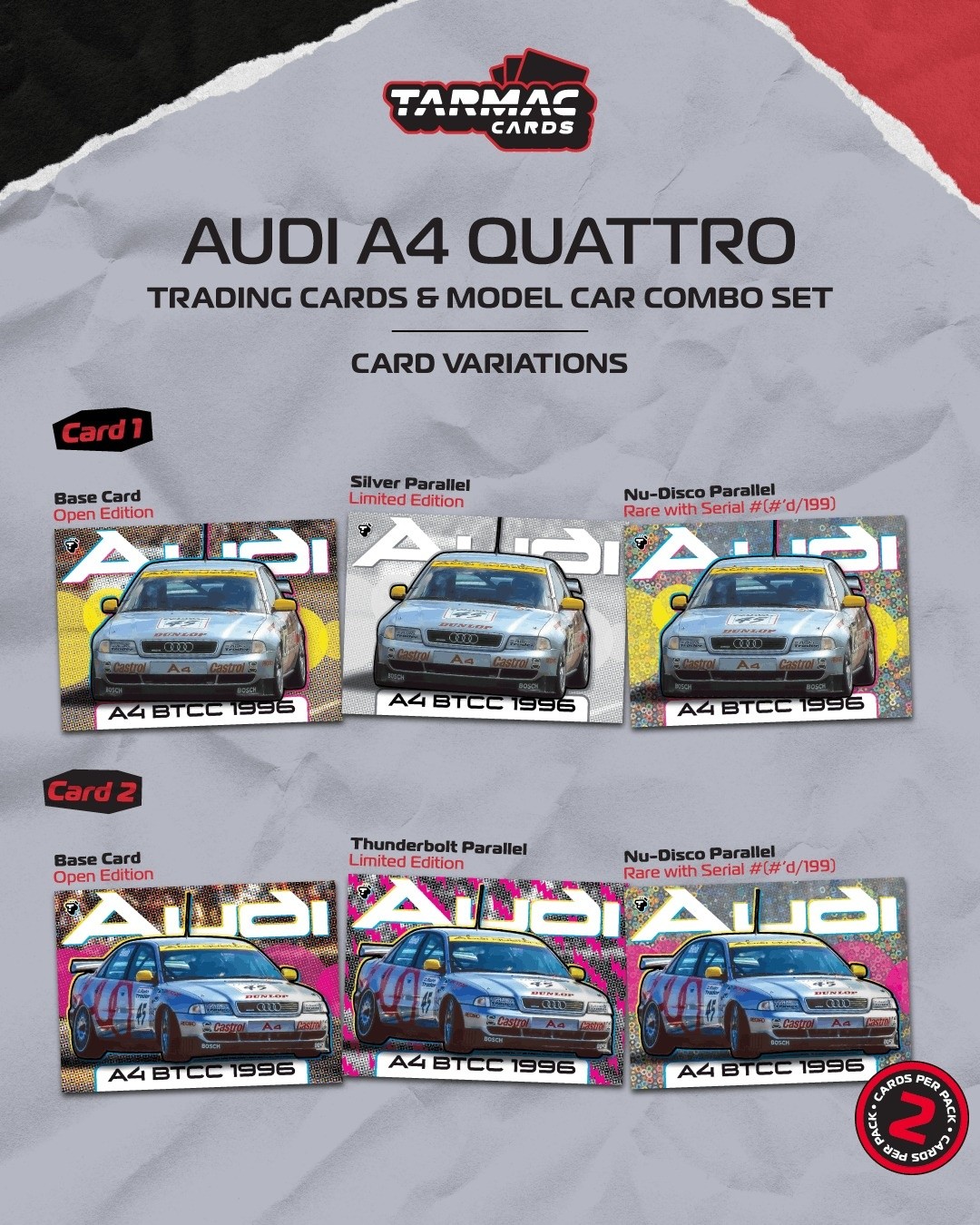 1:64 Tarmac - 1996 Audi A4 Quattro #45 Frank Biela BTCC Champion *Tarmac Cards*