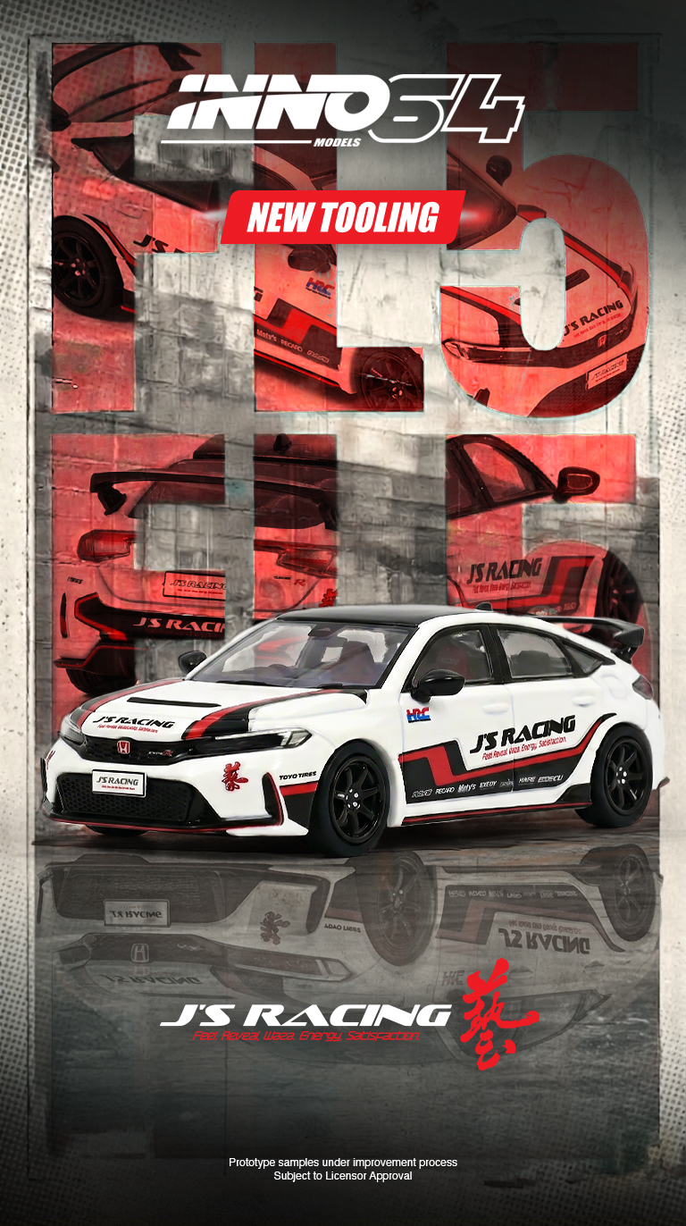 1:64 Inno64 - Honda Civic (FL5) J`S Racing, white/black/red