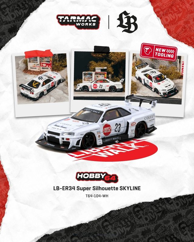 1:64 Tarmac - 2025 Nissan Skyline GT-R (R34) LB Super Silhouette Collet, white