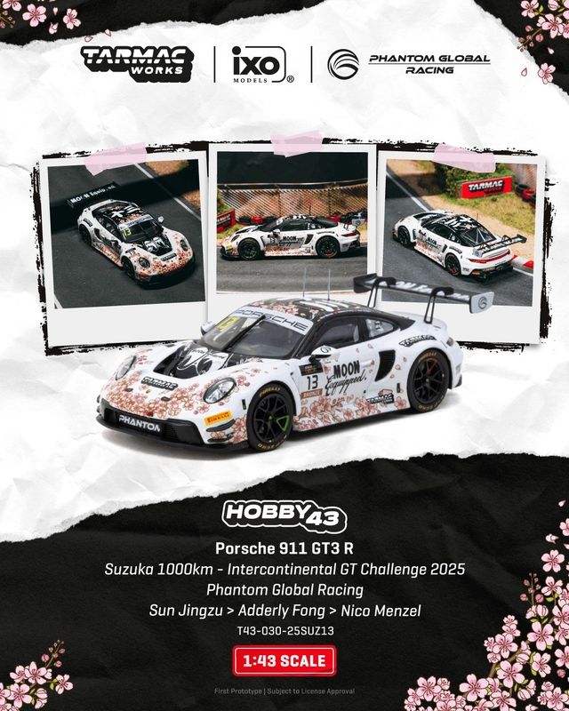 1:43 Tarmac - 2025 Porsche 911 (992) GT3 R #13 Sun Jingzu/Adderly Fong/Nico Menzel Suzuka 1000km Intercontinental GT Challenge Phantom Global Racing