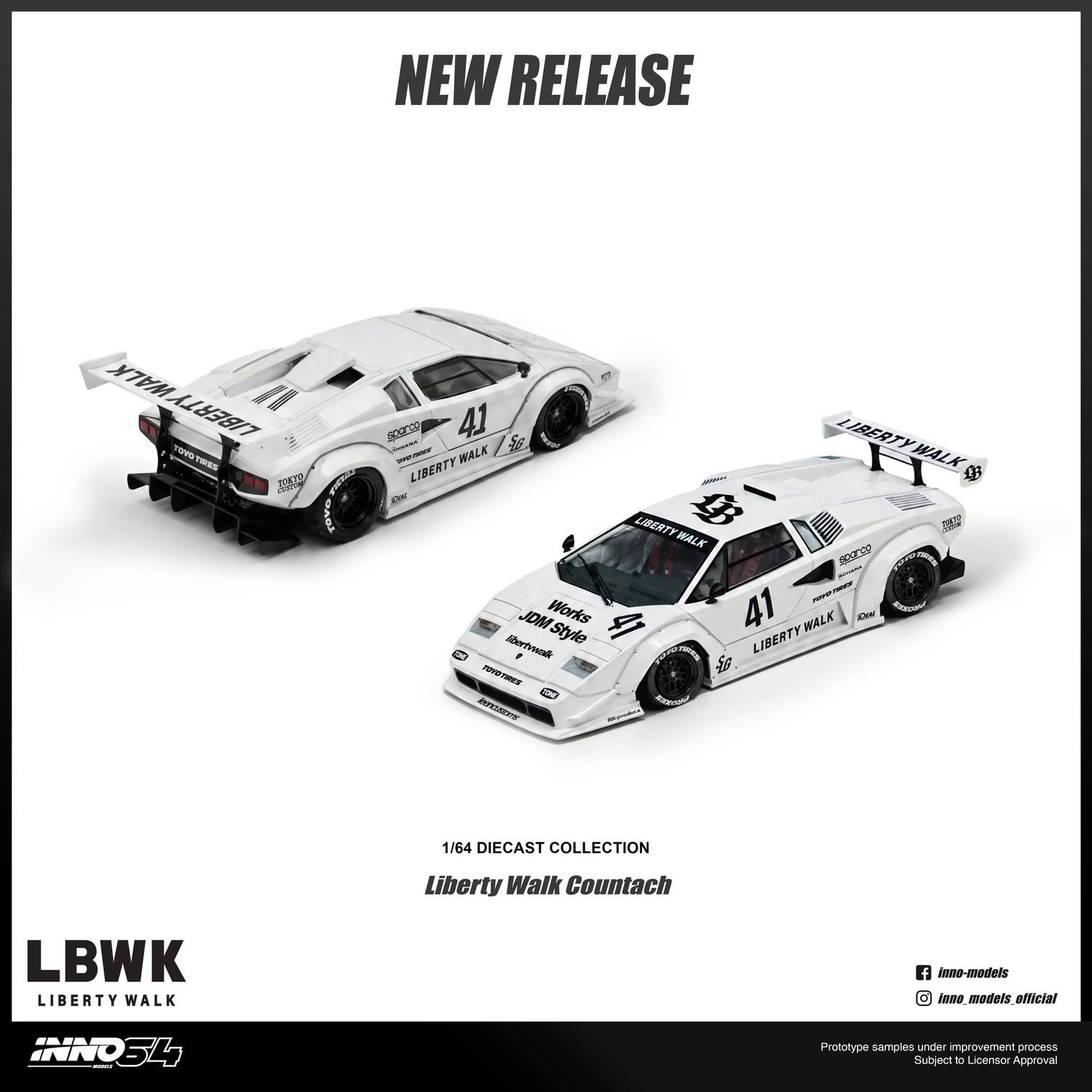 1:64 Inno64 - Lamborghini Countach Liberty Walk, white