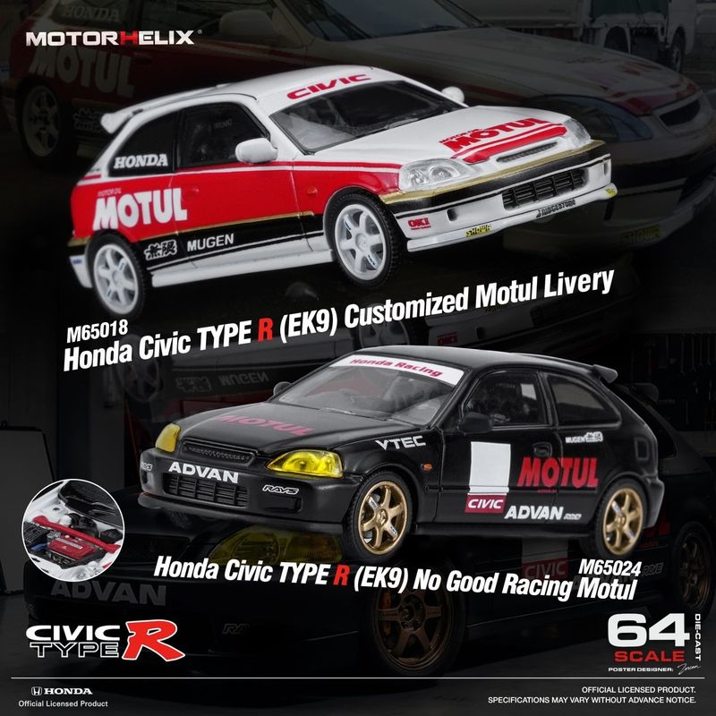 1:64 Motorhelix - 2012 Honda Civic Type R (EK9) *MOTUL* No good Racing
