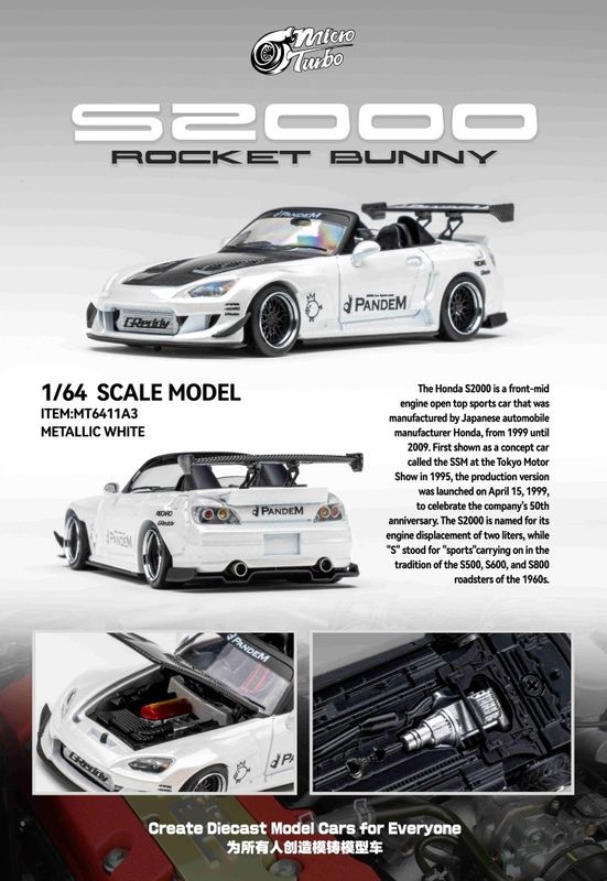 1:64 Microturbo - Custom S2000 RB, metallic white