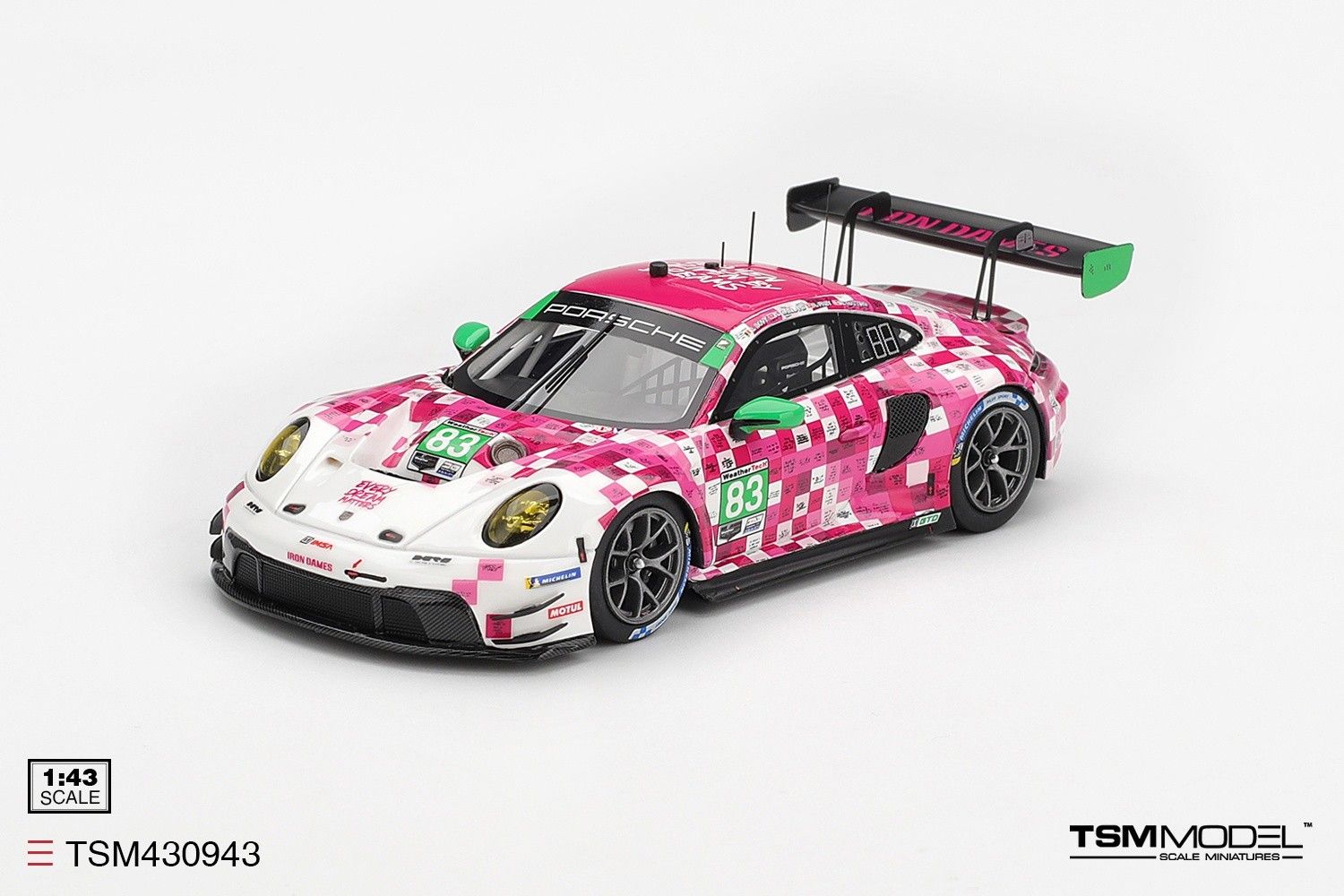 1:43 TSM - Porsche 911 (992) GT3 R 4.2L Team Iron Dames #83 IMSA 24h Daytona 2025 S. Bovy - R. Frey - M. Gatting - K. Gaillard