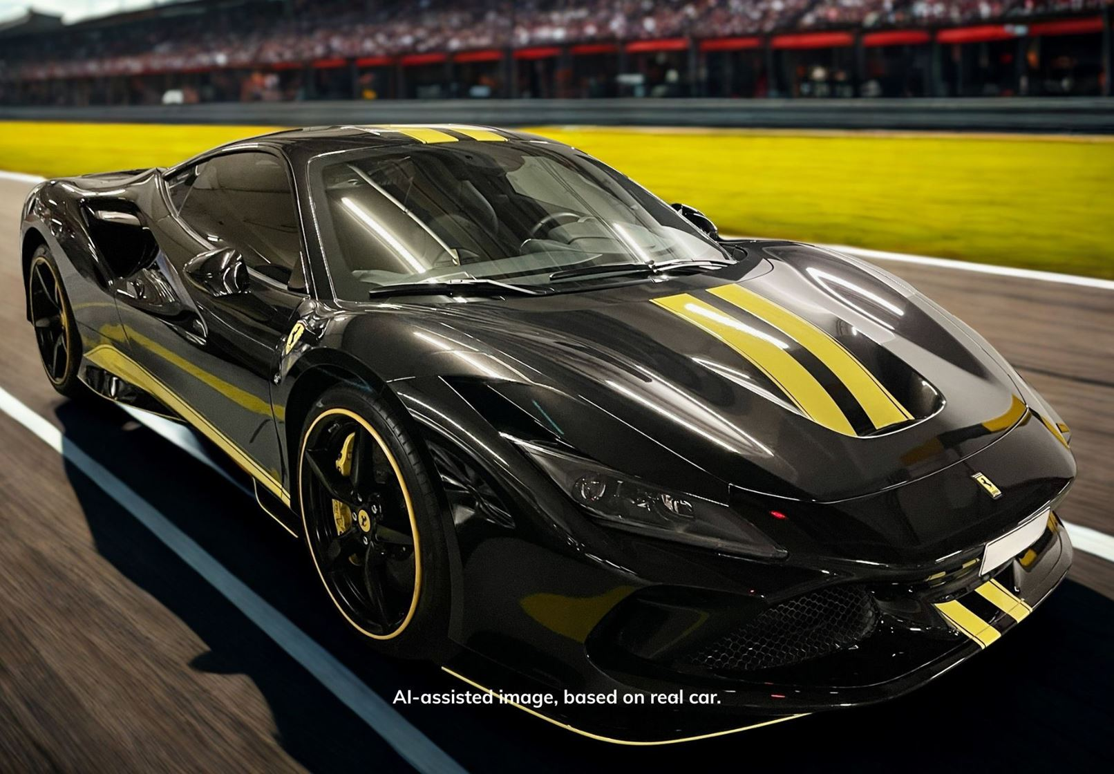 1:43 BBR - 2019 Ferrari F8 Tributo Nero Daytona Black Yellow