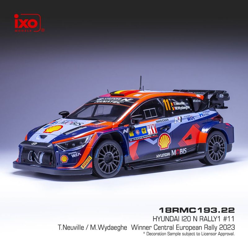 1:18 Ixo - Hyundai i20 N Rally1 #11 Central European Rally 2023 T. Neuville - M. Wydaeghe 1:18 Ixo - Hyundai i20 N Rally1 #11 Central European Rally 2023 T. Neuville - M. Wydaeghe
