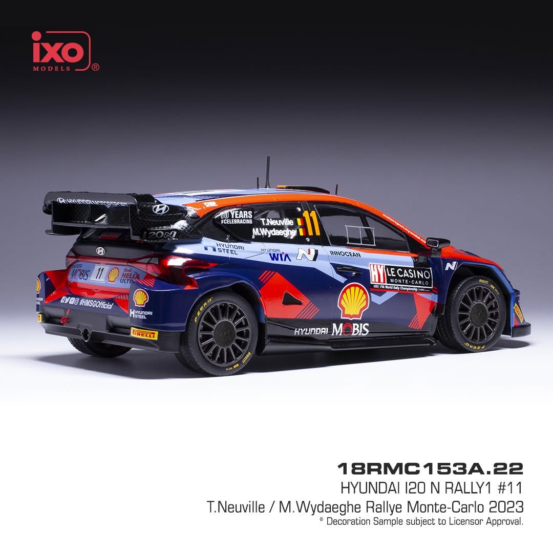 1:18 Ixo - Hyundai i20 N WRC1 #11 Rally Monte Carlo 2023 T. Neuville - M. Wydaeghe