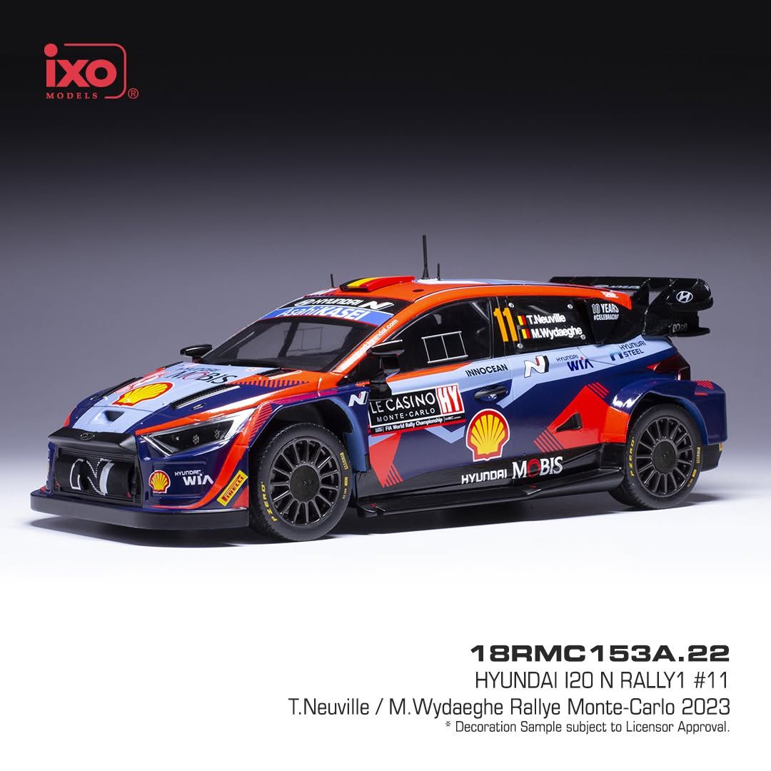 1:18 Ixo - Hyundai i20 N WRC1 #11 Rally Monte Carlo 2023 T. Neuville - M. Wydaeghe