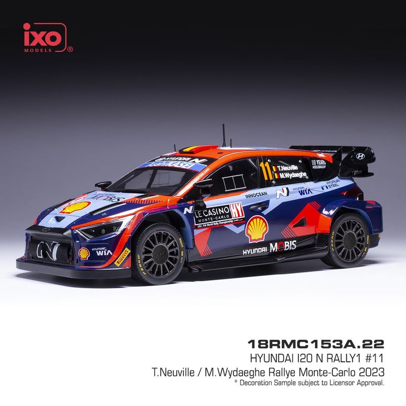 1:18 Ixo - Hyundai i20 N WRC1 #11 Rally Monte Carlo 2023 T. Neuville - M. Wydaeghe 1:18 Ixo - Hyundai i20 N WRC1 #11 Rally Monte Carlo 2023 T. Neuville - M. Wydaeghe
