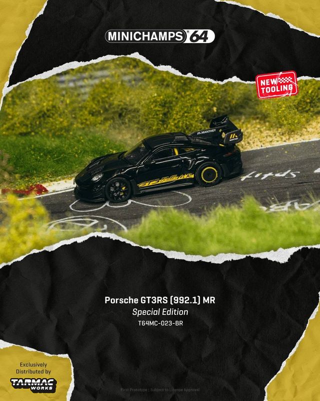 1:64 Tarmac - 2026 Porsche GT3RS (992.1) MR, black/yellow