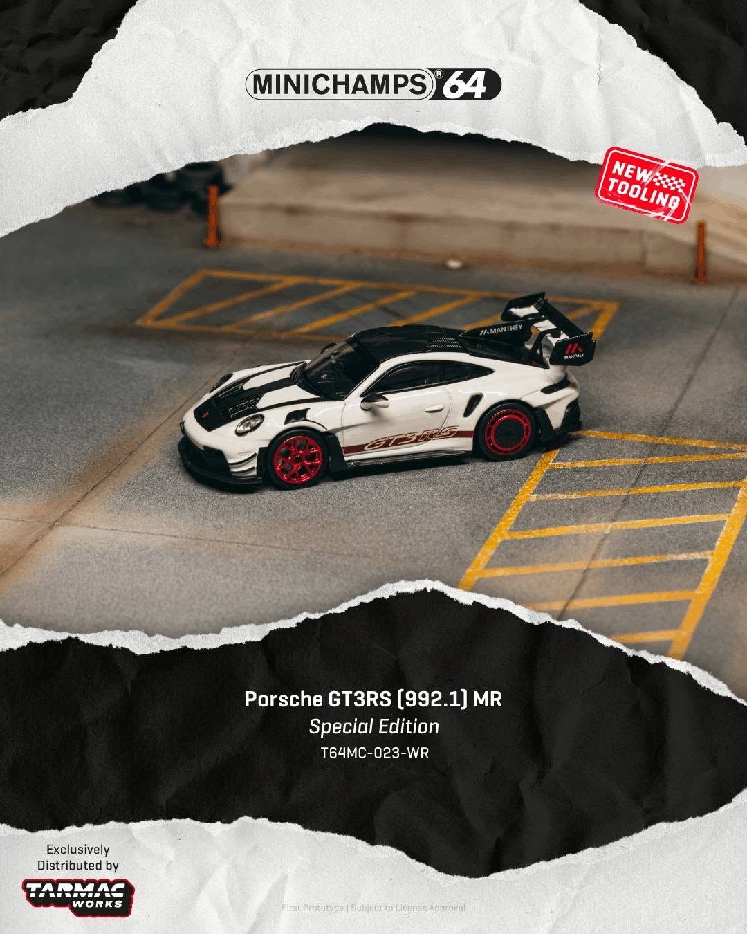 1:64 Tarmac - 2026 Porsche GT3RS (992.1) MR, white/red