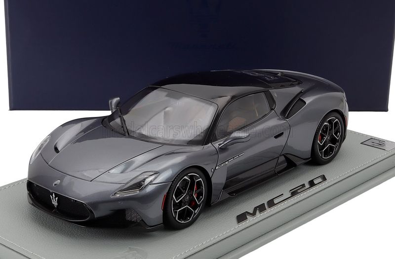 1:18 Maserati Dealer Model (by BBR) - 2020 Maserati MC20 Gloss Black Roof Grigio Mistero Grey Metallic Black*Mit Vitrine*
