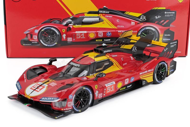 1:18 Bburago - Ferrari 499P 3.0L Turbo V6 Team Ferrari AF Corse #51 3rd 24h Le Mans 2024 A.P. Guidi- J. Calado 1:18 Bburago - Ferrari 499P 3.0L Turbo V6 Team Ferrari AF Corse #51 3rd 24h Le Mans 2024 A.P. Guidi- J. Calado