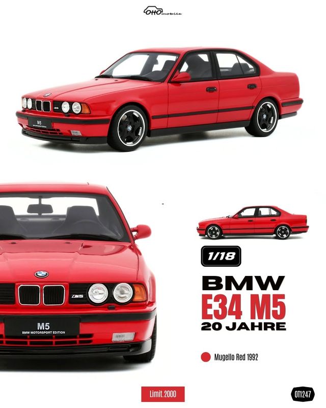 1:18 Otto Mobile - 1992 BMW M5 (E34) Red