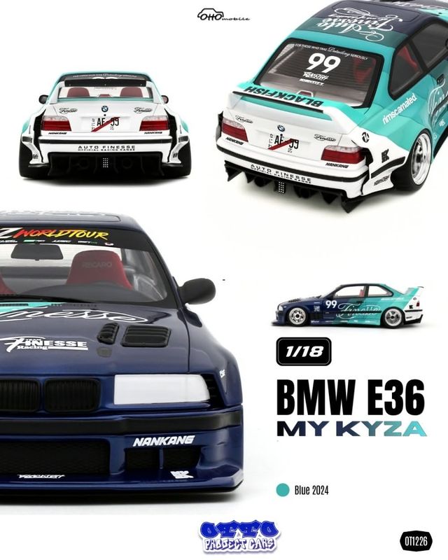 1:18 Otto Mobile - 2024 BMW 3-Series (E36) My Kyza Racing #99 White Green Black