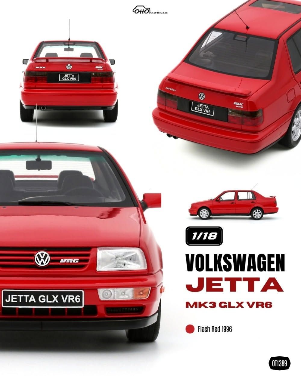 1:18 Otto Mobile - 1996 Volkswagen Jetta Mk III GLX VR6 Red
