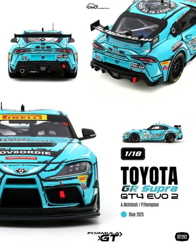 1:18 Otto Mobile - Toyota GR Supra GT4 EVO 2 Team Global Power Components #69 Racing 2025 A. McIntosh - P. Thompson