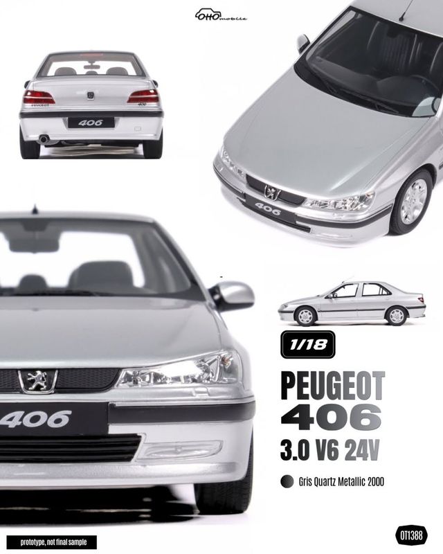 1:18 Otto Mobile - 2000 Peugeot 406 3.0L V6 24V Silver