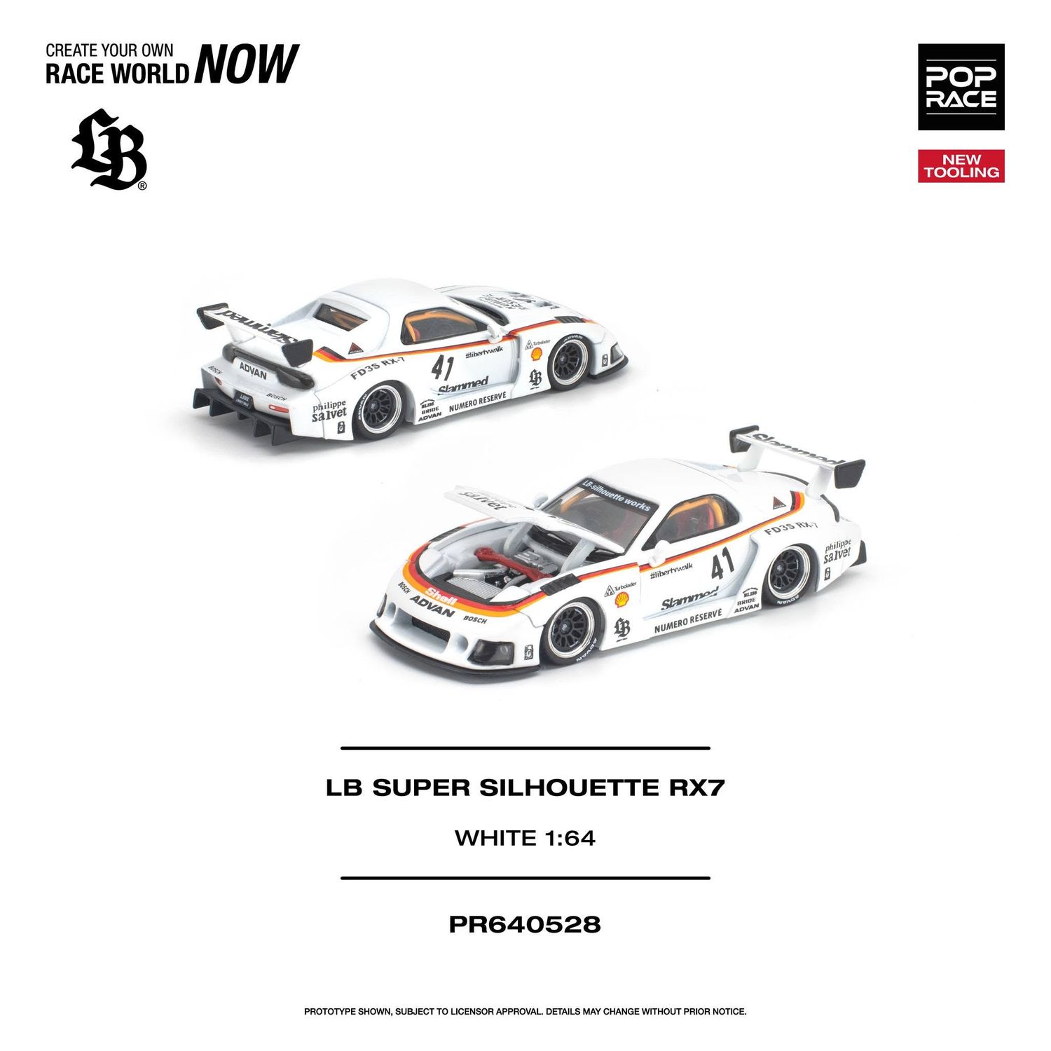 1:64 Pop Race Limited - LB Super Silhouette RX7 (FD3S), white
