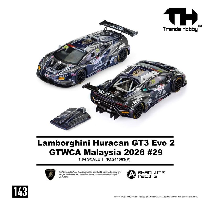 1:64 Trends Hobby - 2026 Lamborghini Huracan GT3 EVO #29 GTWCA Malaysia