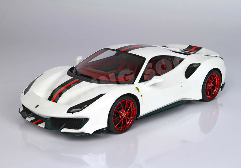 1:18 BBR - 2018 Ferrari 488 Pista Red Black Livery Bianco Italia White Red