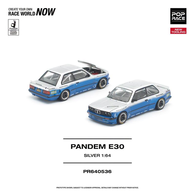 1:64 Pop Race Limited - Pandem E30, silver/blue