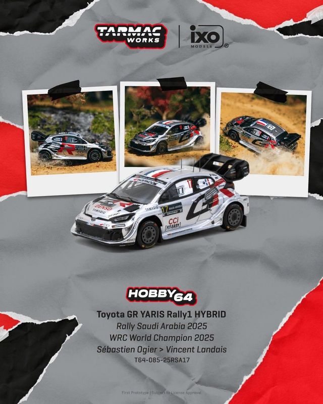 1:64 Tarmac - 2025 Toyota Yaris GR Rally1 Hybrid #17 Sebastian Ogier Rally Saudi Arabia