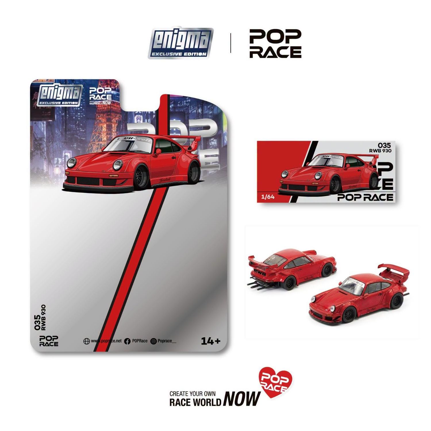 1:64 Pop Race Limited - RWB 930, red *Enigma Exclusive*