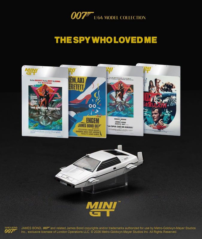 1:64 Mini GT - 1977 Lotus Esprit S1 *The Spy Who Loved Me* Italian Blister Packaging