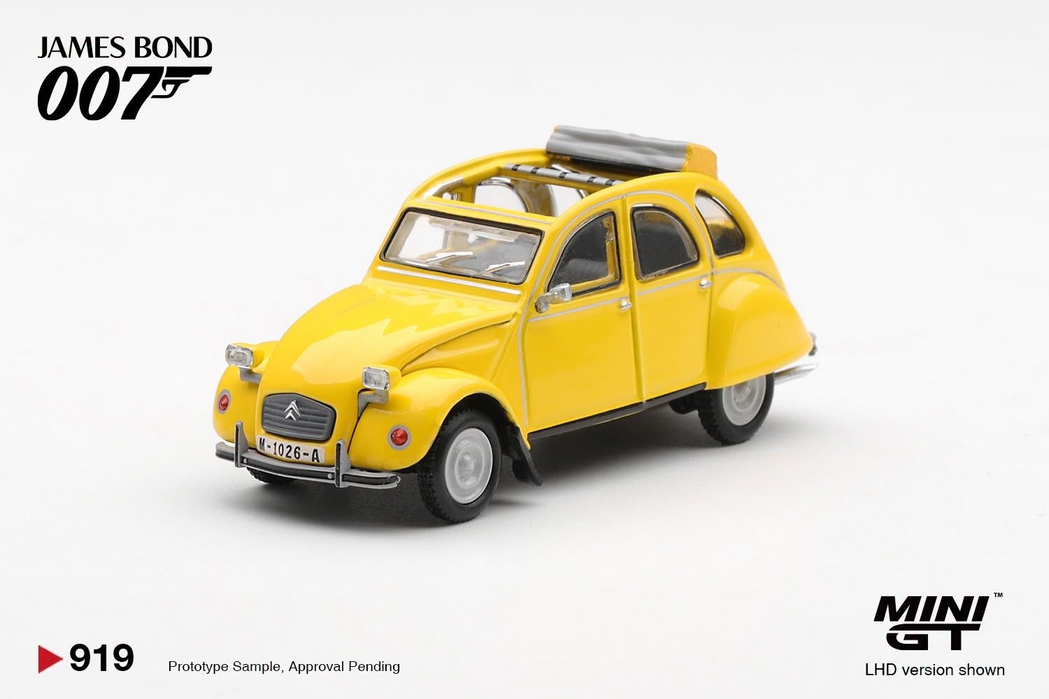 1:64 Mini GT - 1981 Citroen 2CV *For Your Eyes Only* French Blister Packaging, yellow
