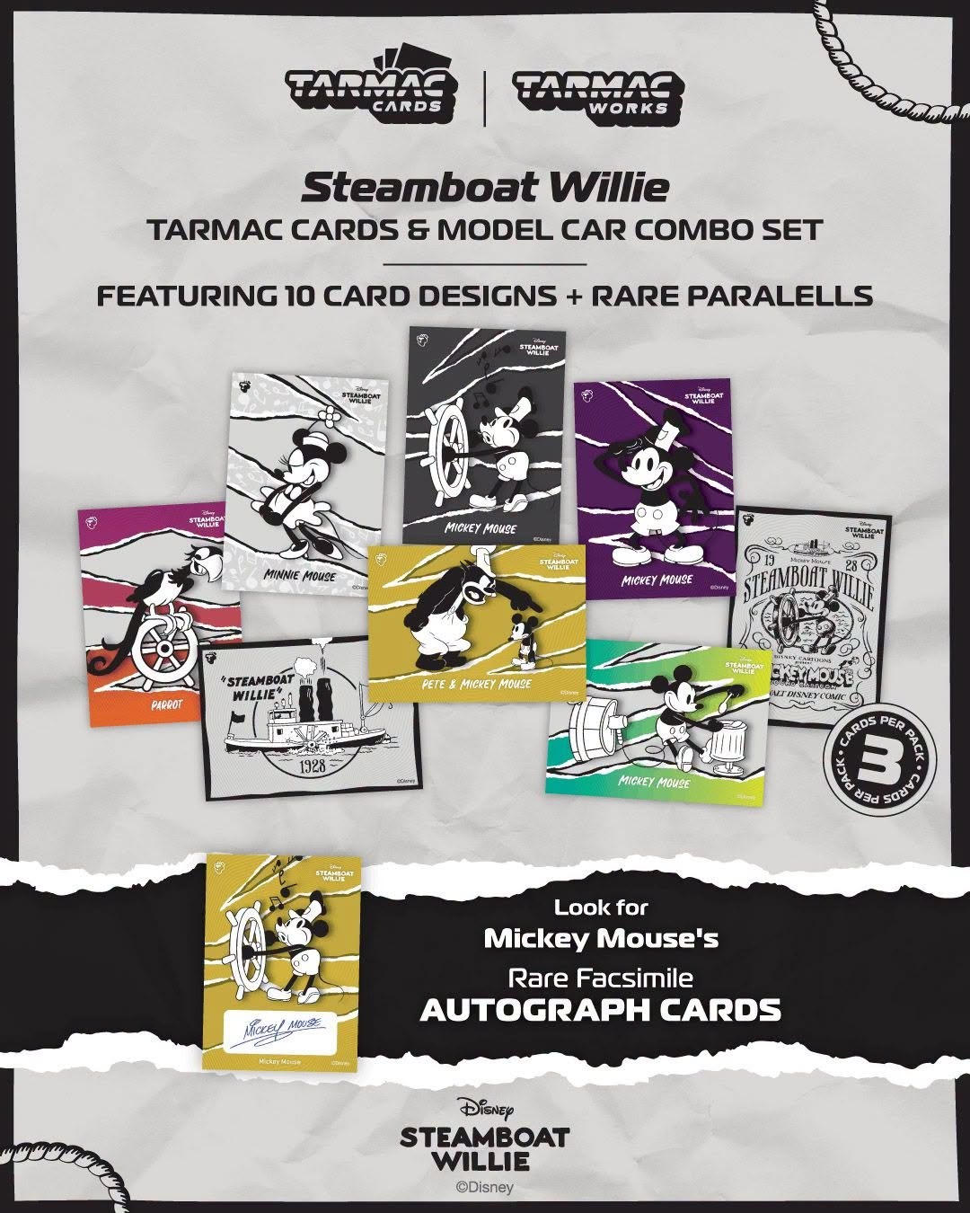1:64 Tarmac - Toyota Sprinter Trueno AE86 Widebody by Jon Sibal *Mickey & Friends Steamboat Willie* *Tarmac Cards*