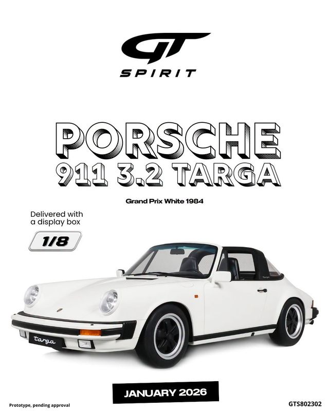 1:8 GT Spirit - 1984 Porsche 911 3.2 Targa White *with Showcase* 1:8 GT Spirit - 1984 Porsche 911 3.2 Targa White *with Showcase*