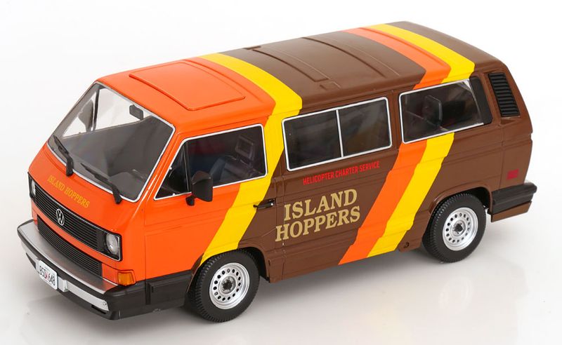 1:18 KK Scale - VW Vanagon GL T3 Typ 2 Island Hoppers 1984 braun/orange/gelb 1:18 KK Scale - VW Vanagon GL T3 Typ 2 Island Hoppers 1984 braun/orange/gelb
