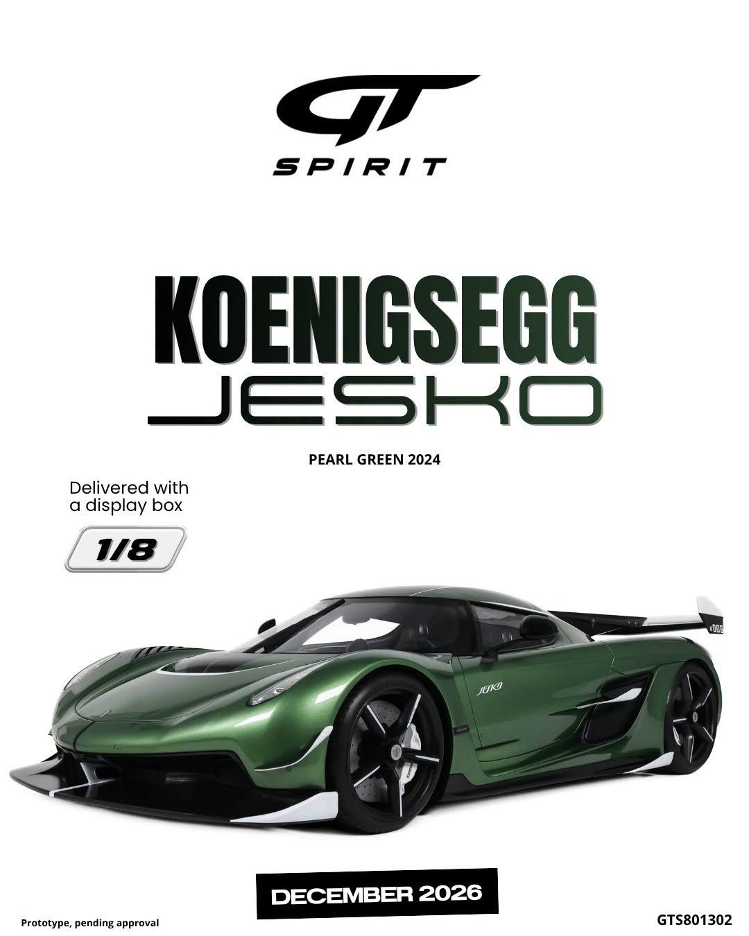 1:8 GT Spirit - 2024 Koenigsegg Jesko Green Metallic *with Showcase*