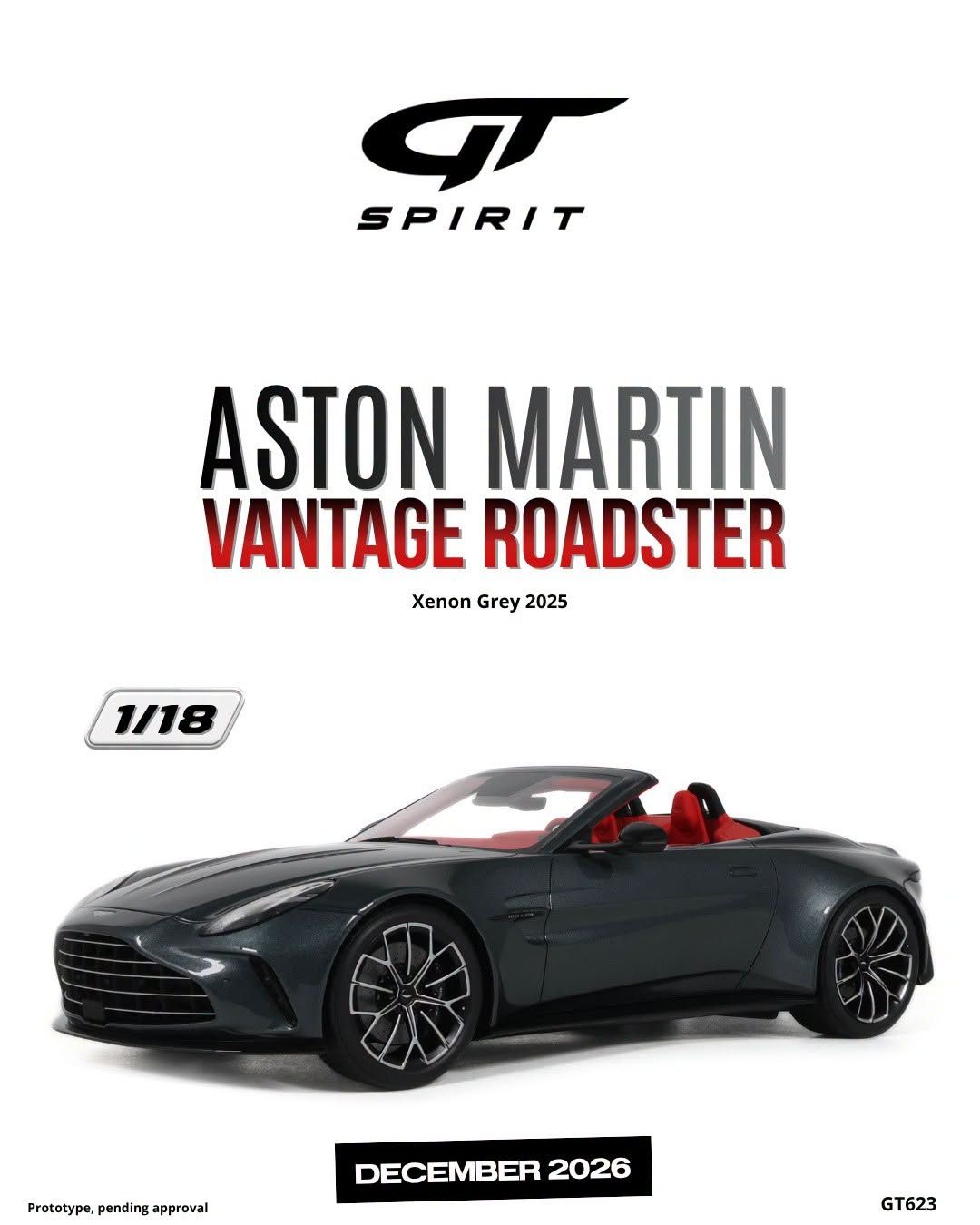 1:18 GT Spirit - 2025 Aston Martin Vantage Roadster Xenon Grey