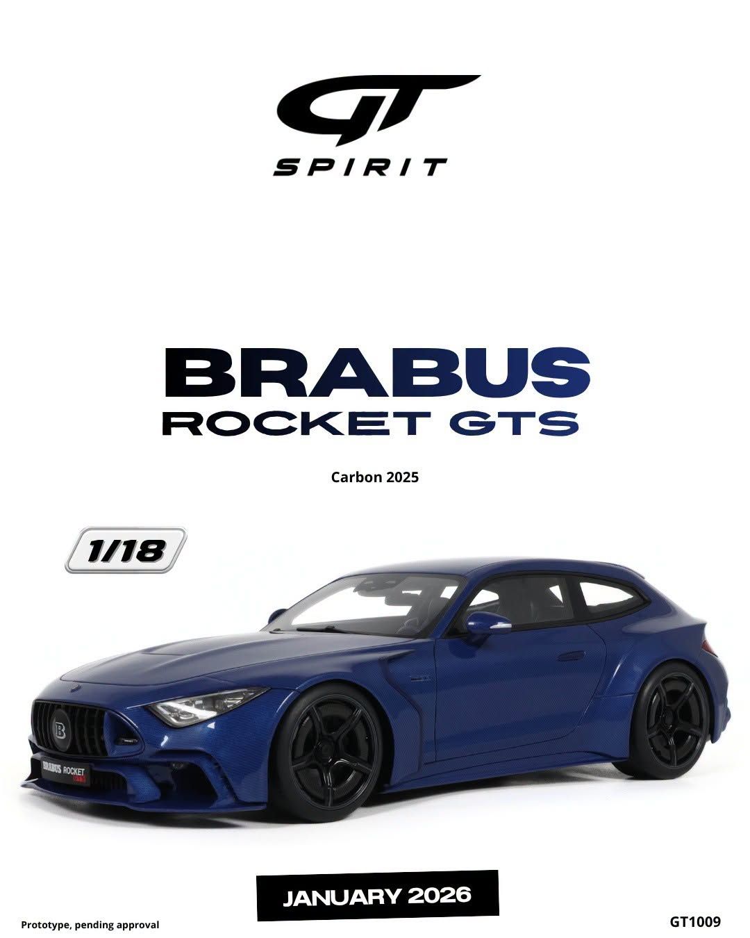 1:18 GT Spirit - 2024 Mercedes-Benz AMG GT S Brabus Rocket Carbon Blue